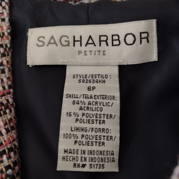 Sag Harbor Vintage Pink Tweed One Button Blazer Jacket Size 6 Petite - Picture 11 of 12